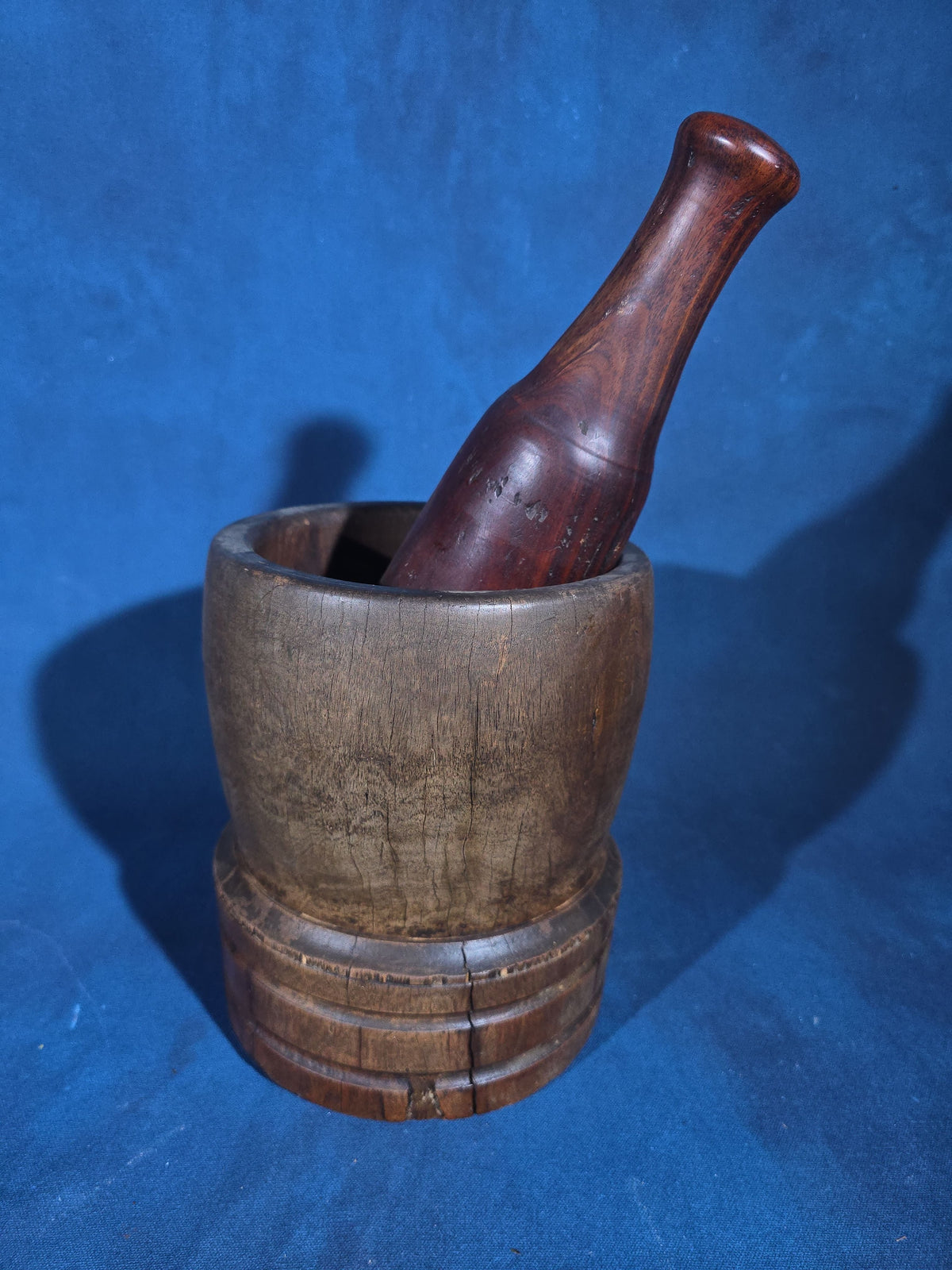 Antique Turned Wood Mortar and Pestle