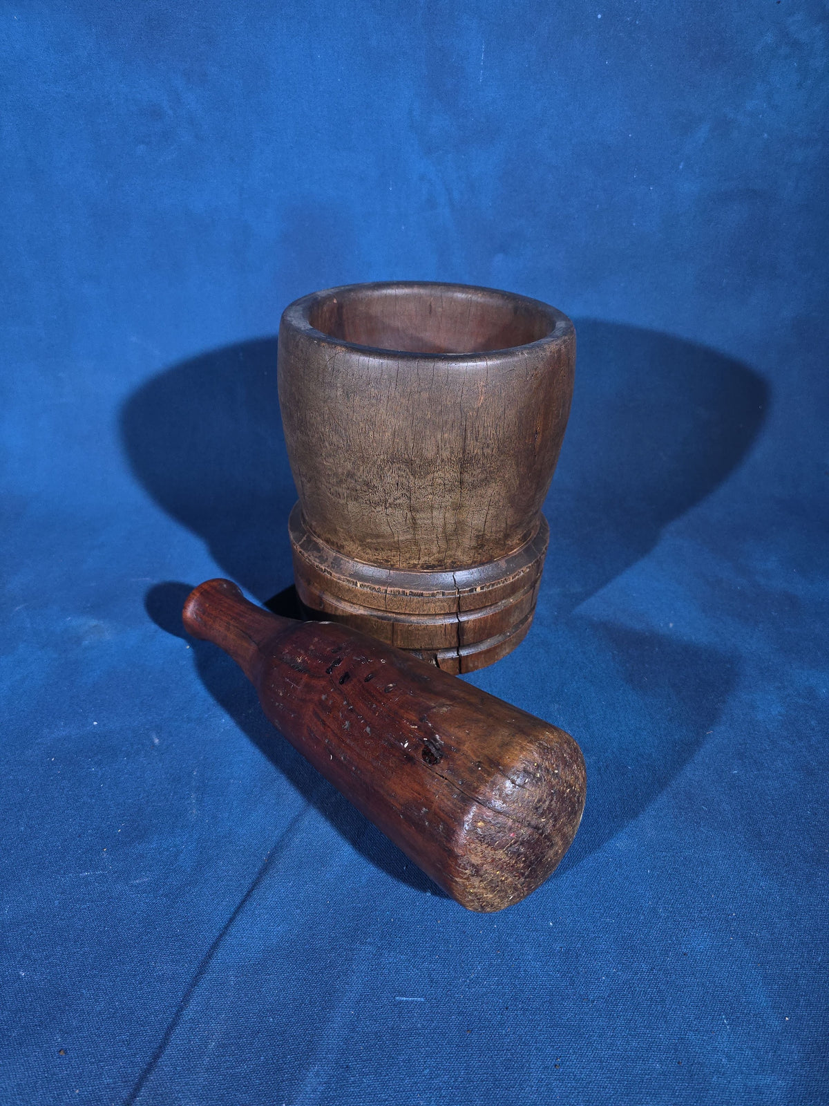 Antique Turned Wood Mortar and Pestle