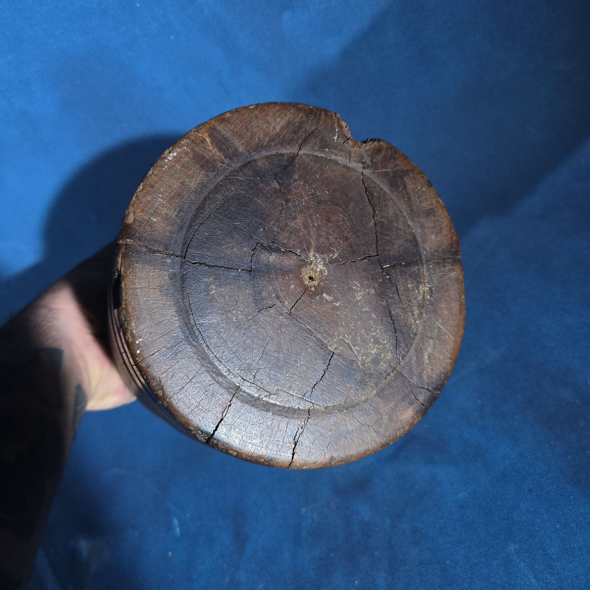 Antique Turned Wood Mortar and Pestle