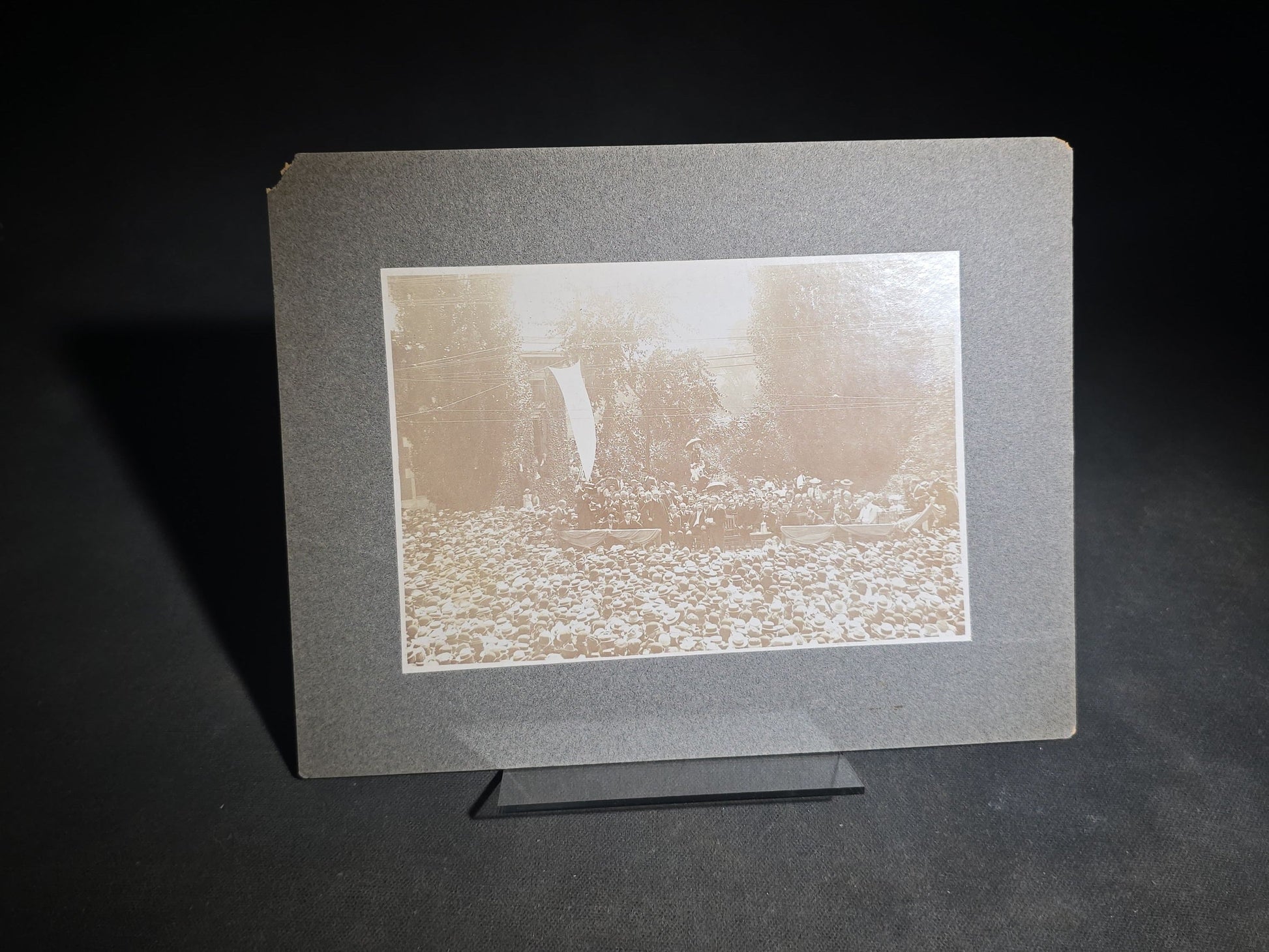 Antique Board-Mounted Photograph of Theodore Roosevelt Campaigning for the Presidency at Washington Square, Haverhill, Massachusetts