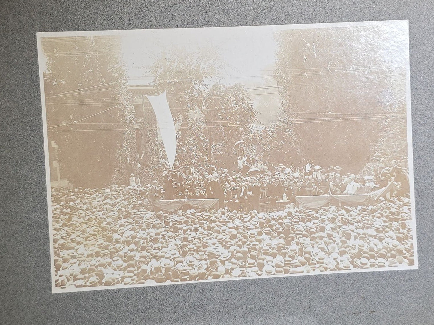 Antique Board-Mounted Photograph of Theodore Roosevelt Campaigning for the Presidency at Washington Square, Haverhill, Massachusetts