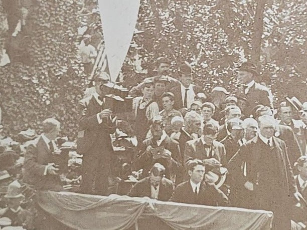 Antique Board-Mounted Photograph of Theodore Roosevelt Campaigning for the Presidency at Washington Square, Haverhill, Massachusetts
