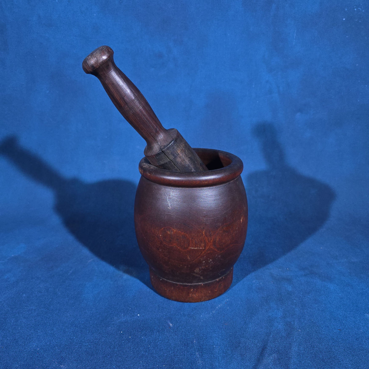 Antique Turned Wood Mortar and Pestle