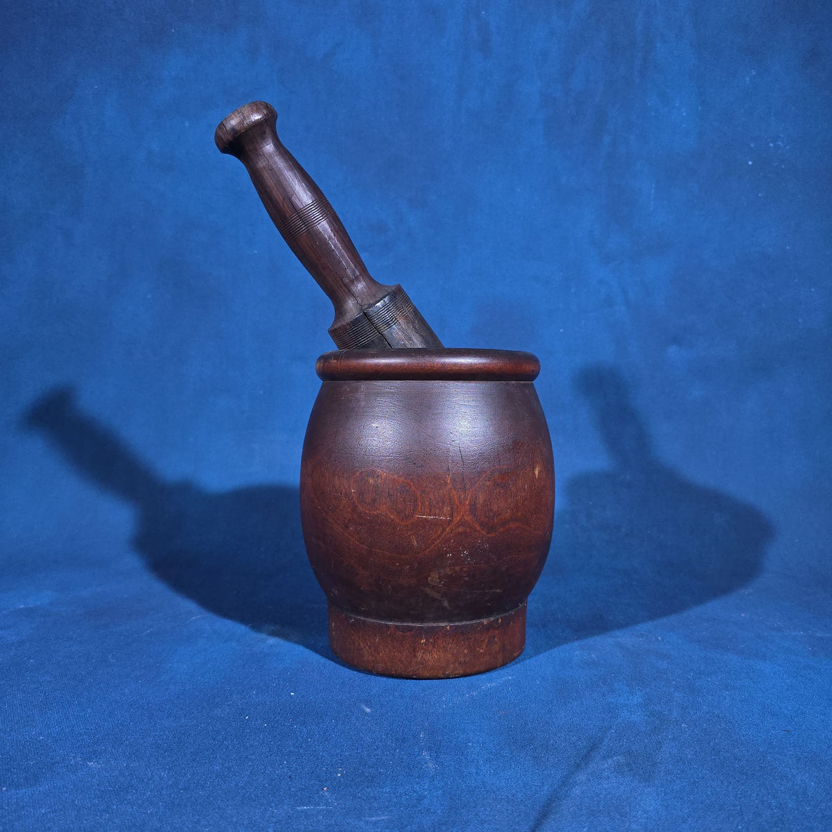 Antique Turned Wood Mortar and Pestle
