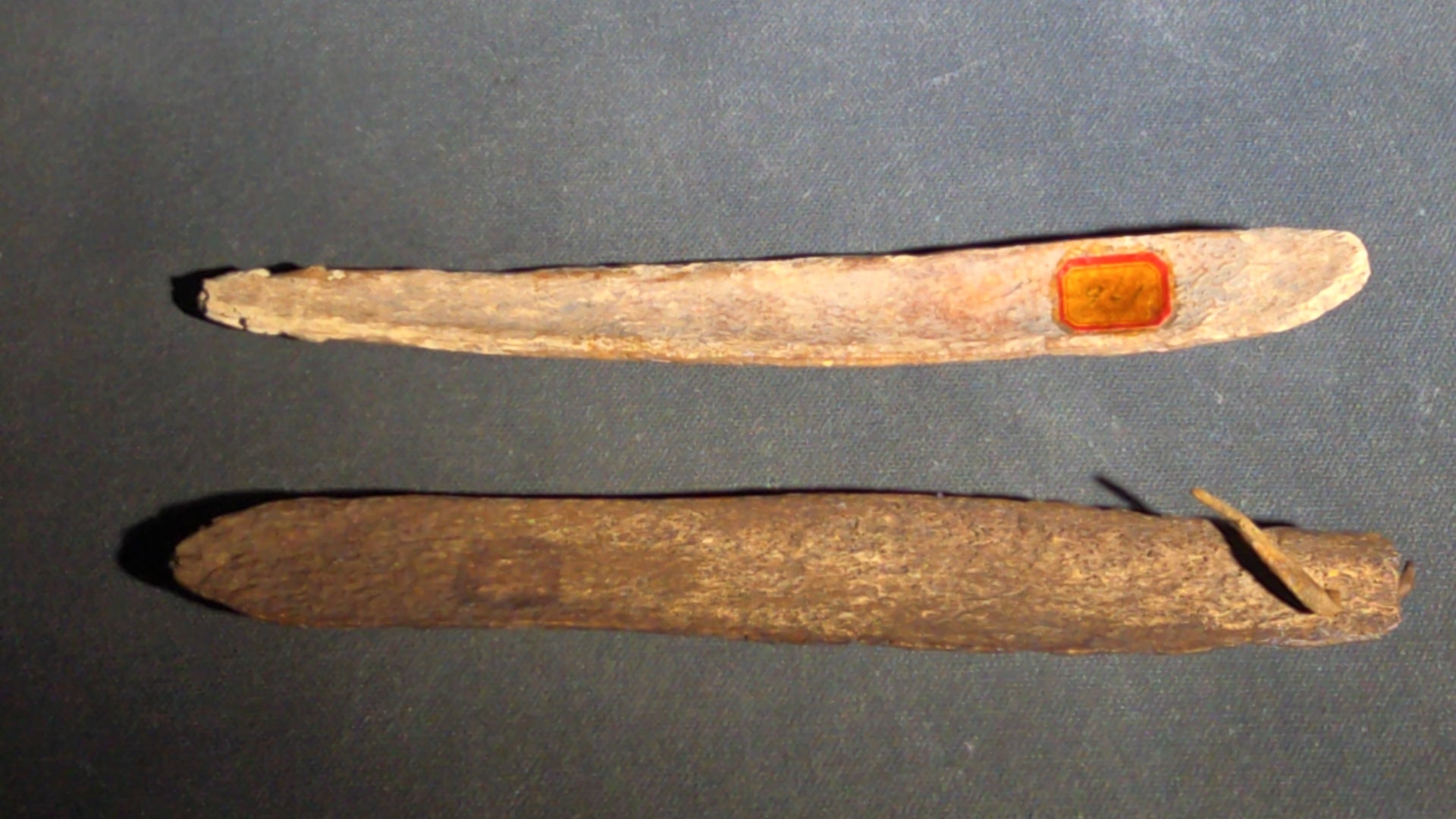 Grouping of 10 Antique Native American Carved Bone Implements including Incised and Relief-Carved Examples with Leather Ties and Drilled Holes