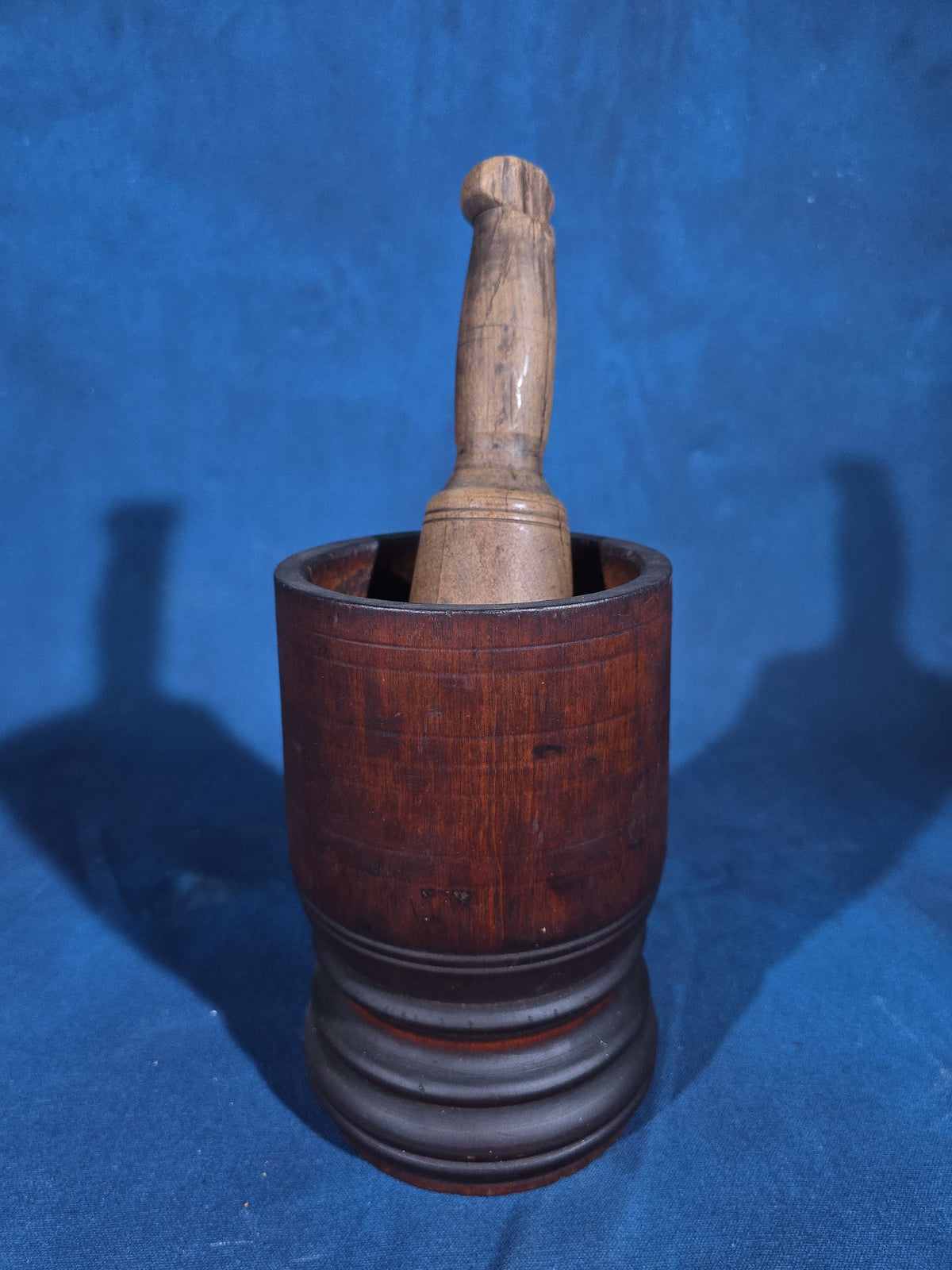 Antique Turned Wood Mortar and Pestle