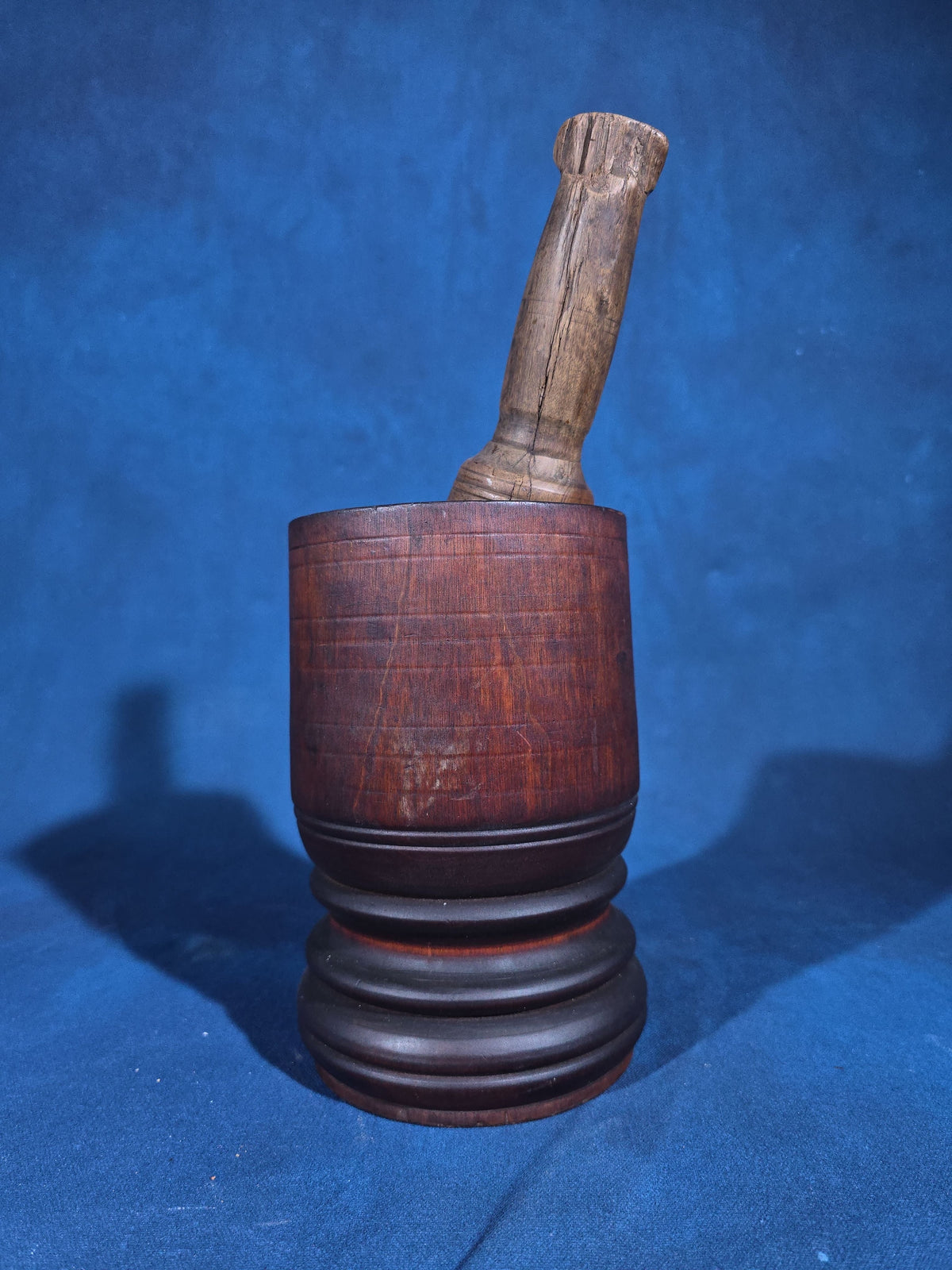 Antique Turned Wood Mortar and Pestle