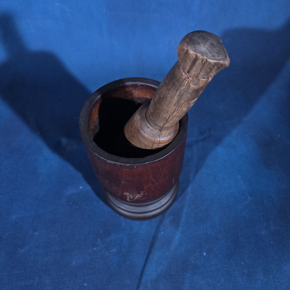 Antique Turned Wood Mortar and Pestle