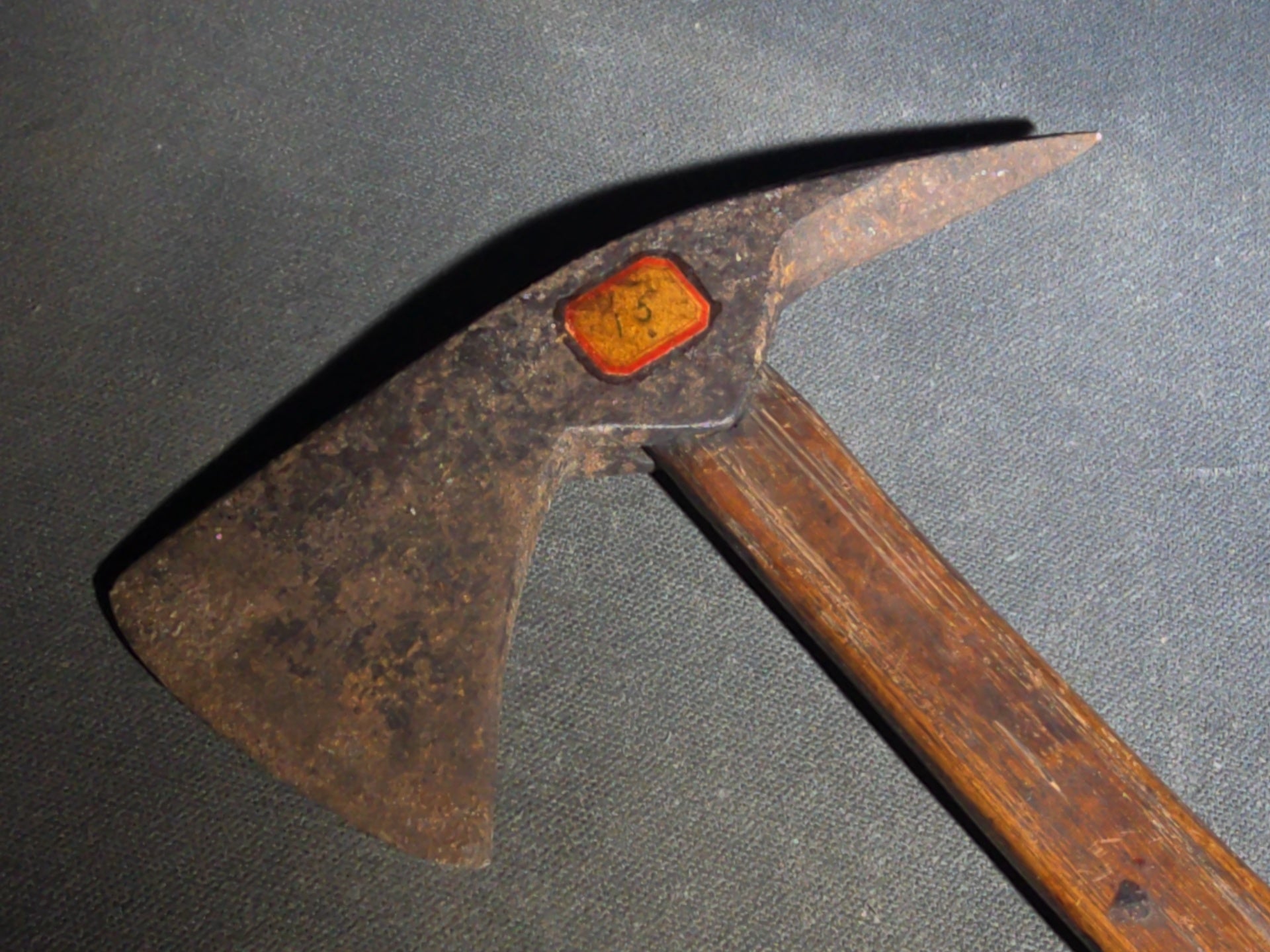 Antique Iron Pick-Head Hatchet with Wood Handle