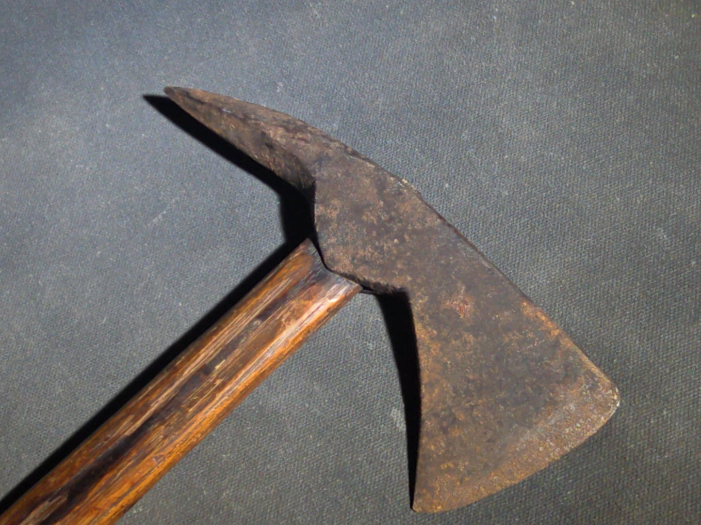 Antique Iron Pick-Head Hatchet with Wood Handle