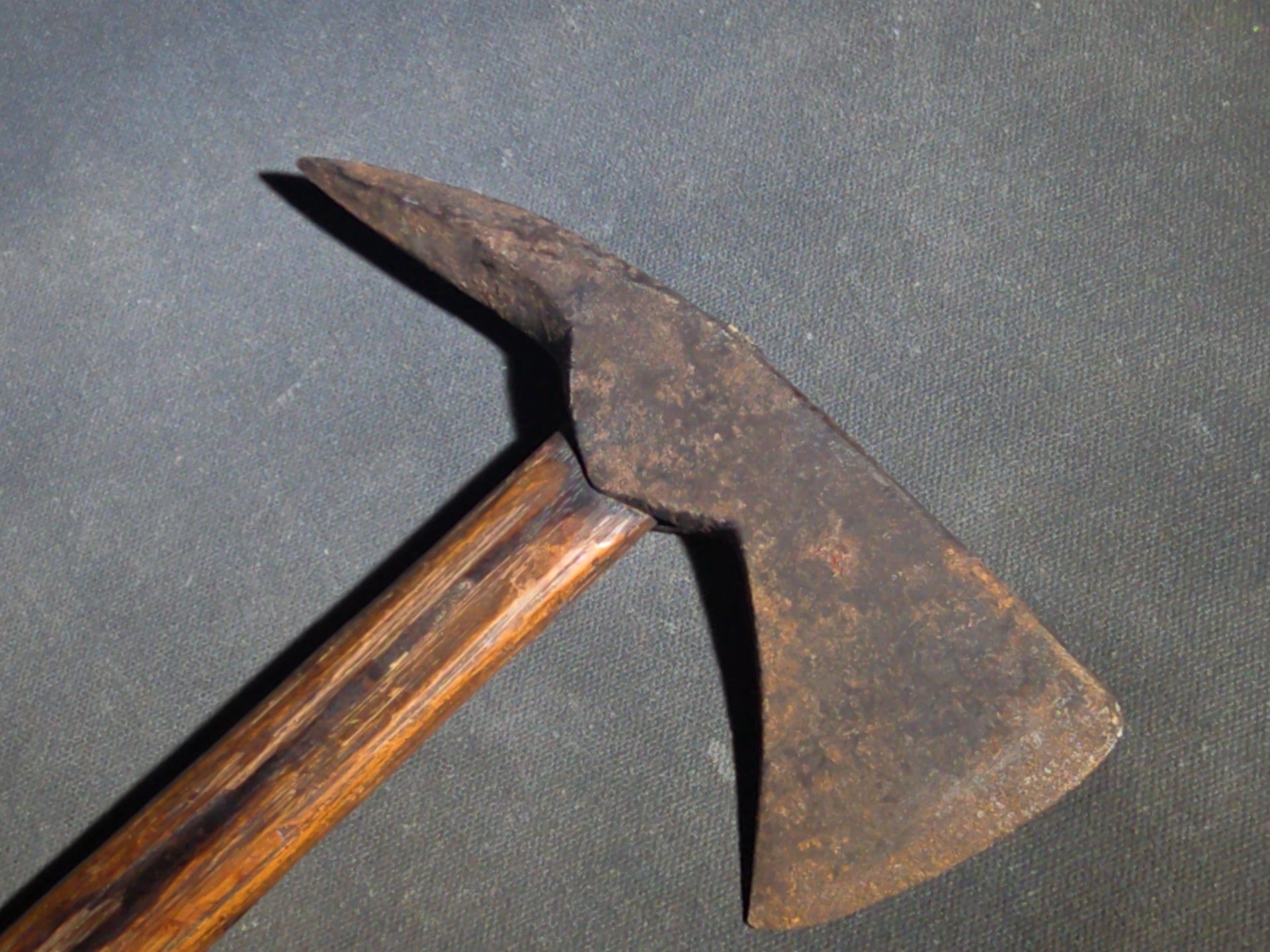 Antique Iron Pick-Head Hatchet with Wood Handle