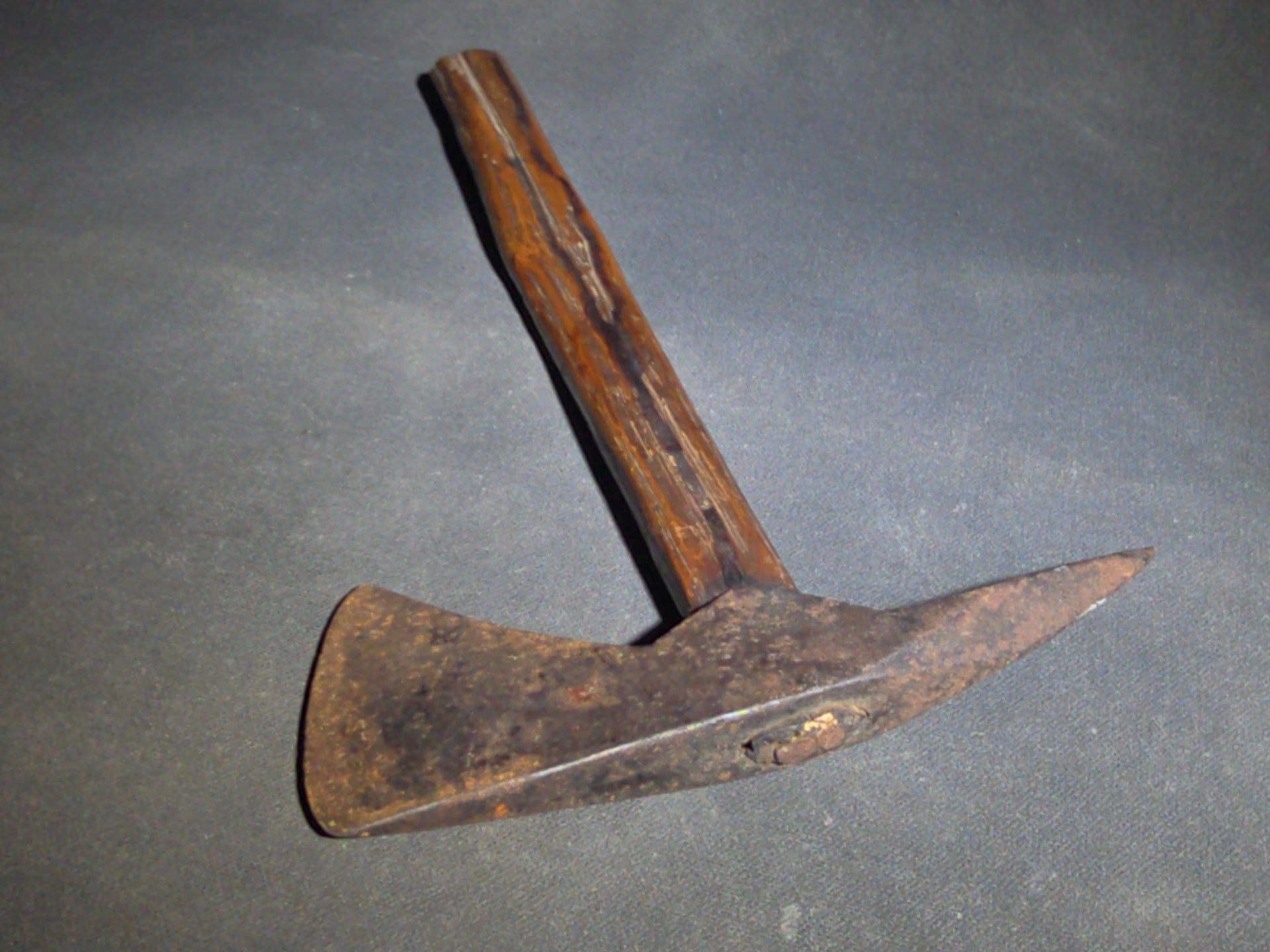 Antique Iron Pick-Head Hatchet with Wood Handle
