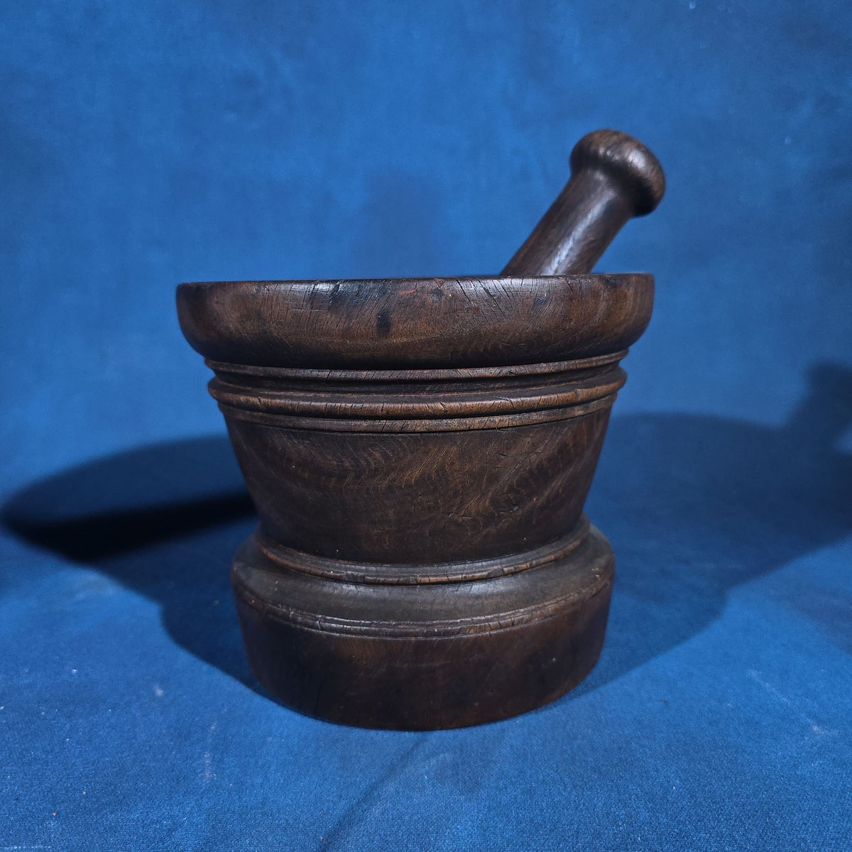 Antique Turned Wood Mortar and Pestle