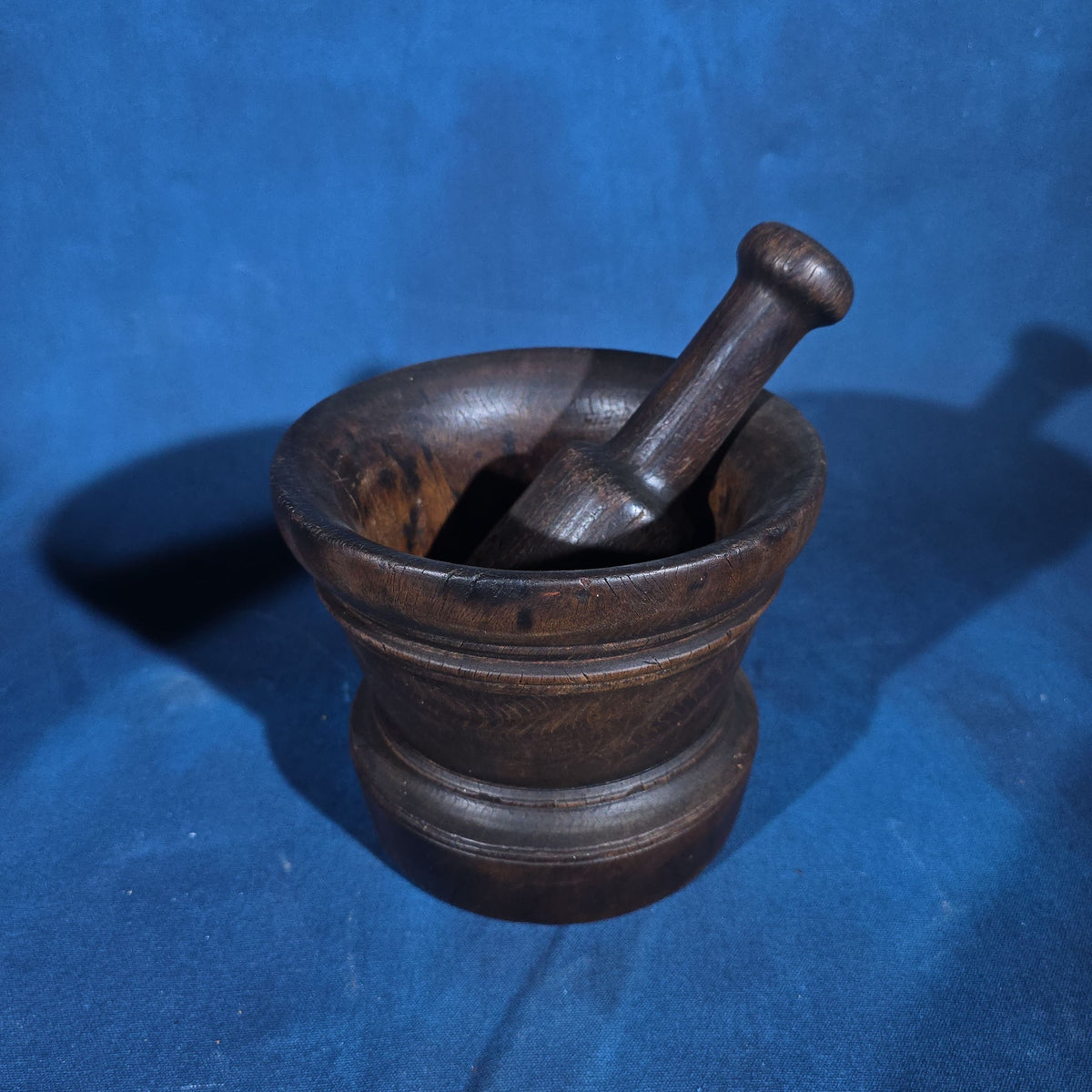 Antique Turned Wood Mortar and Pestle