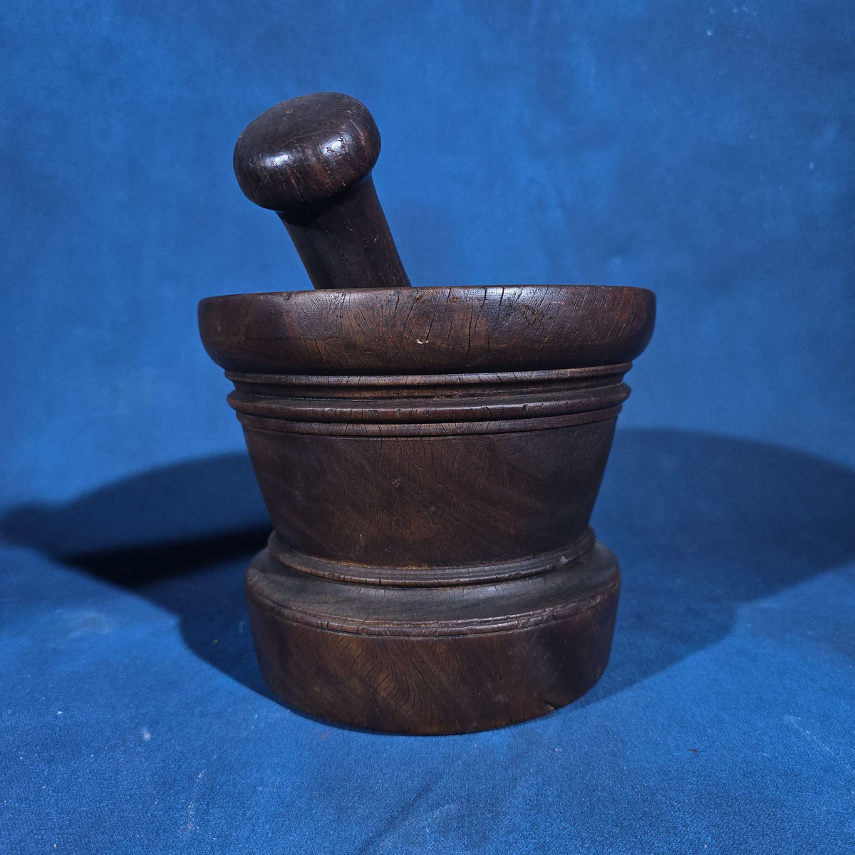 Antique Turned Wood Mortar and Pestle