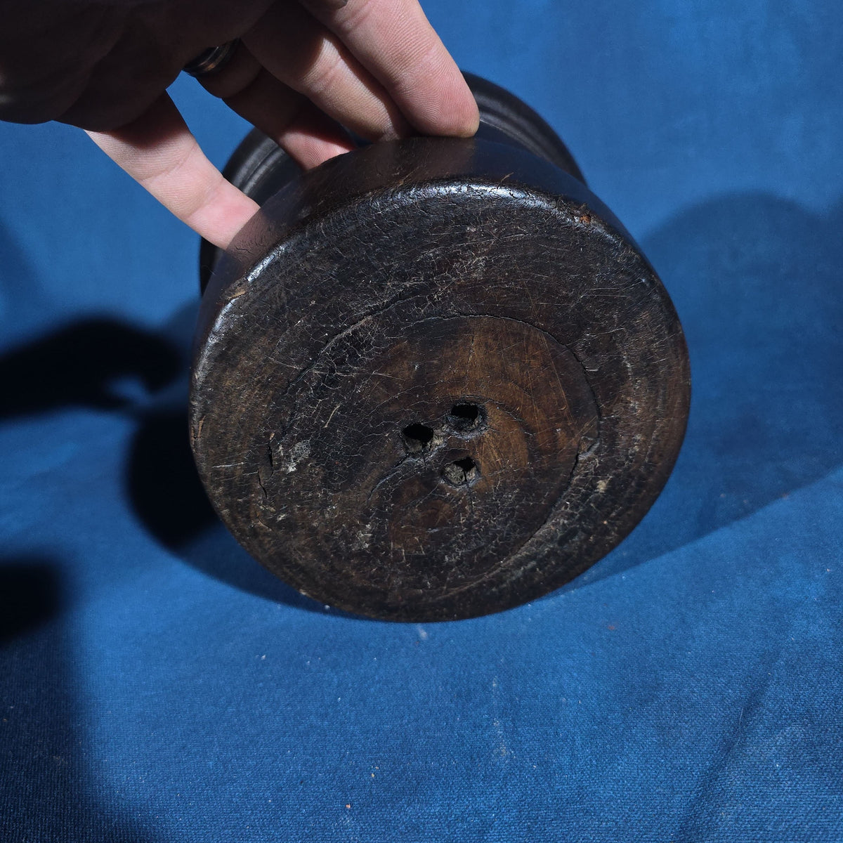Antique Turned Wood Mortar and Pestle