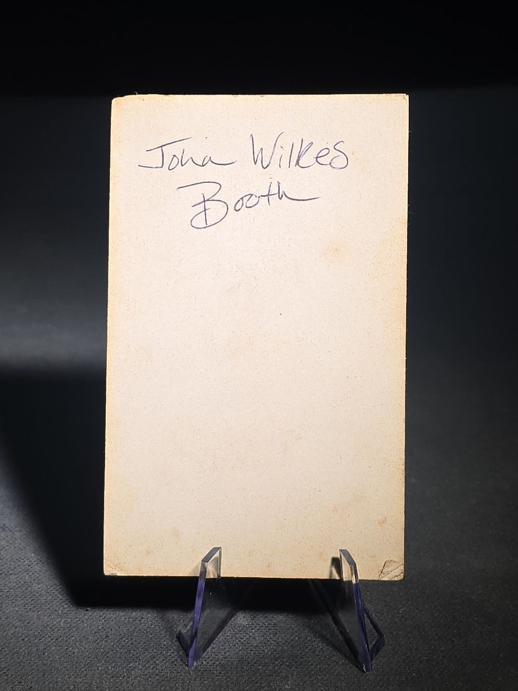 Antique Carte de Visite C.D.V. Photograph of John Wilkes Booth, Seated Portrait with Cane, Pen-Inscribed Verso