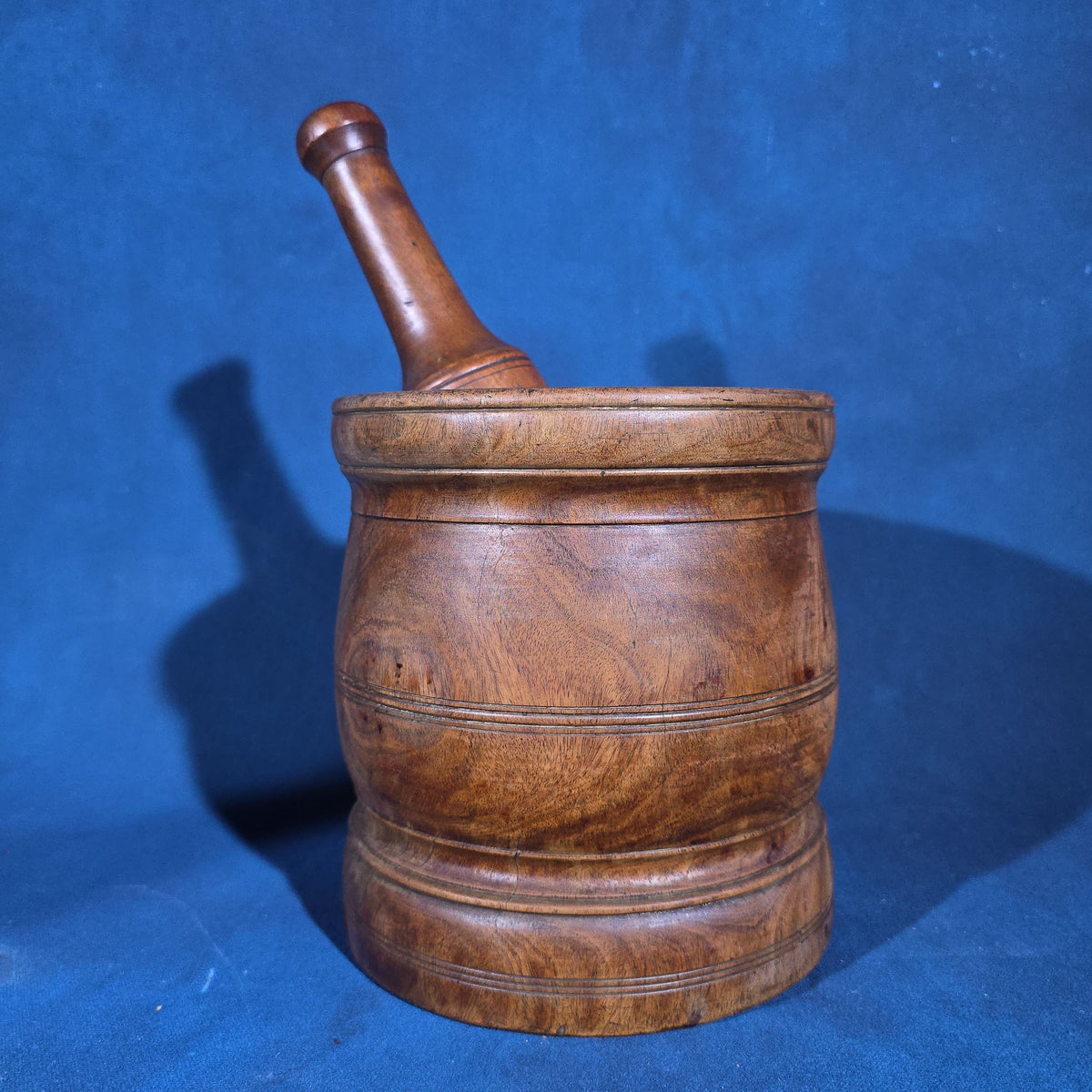 Antique Turned Wood Mortar and Pestle