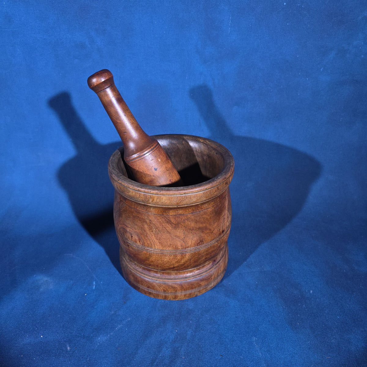 Antique Turned Wood Mortar and Pestle