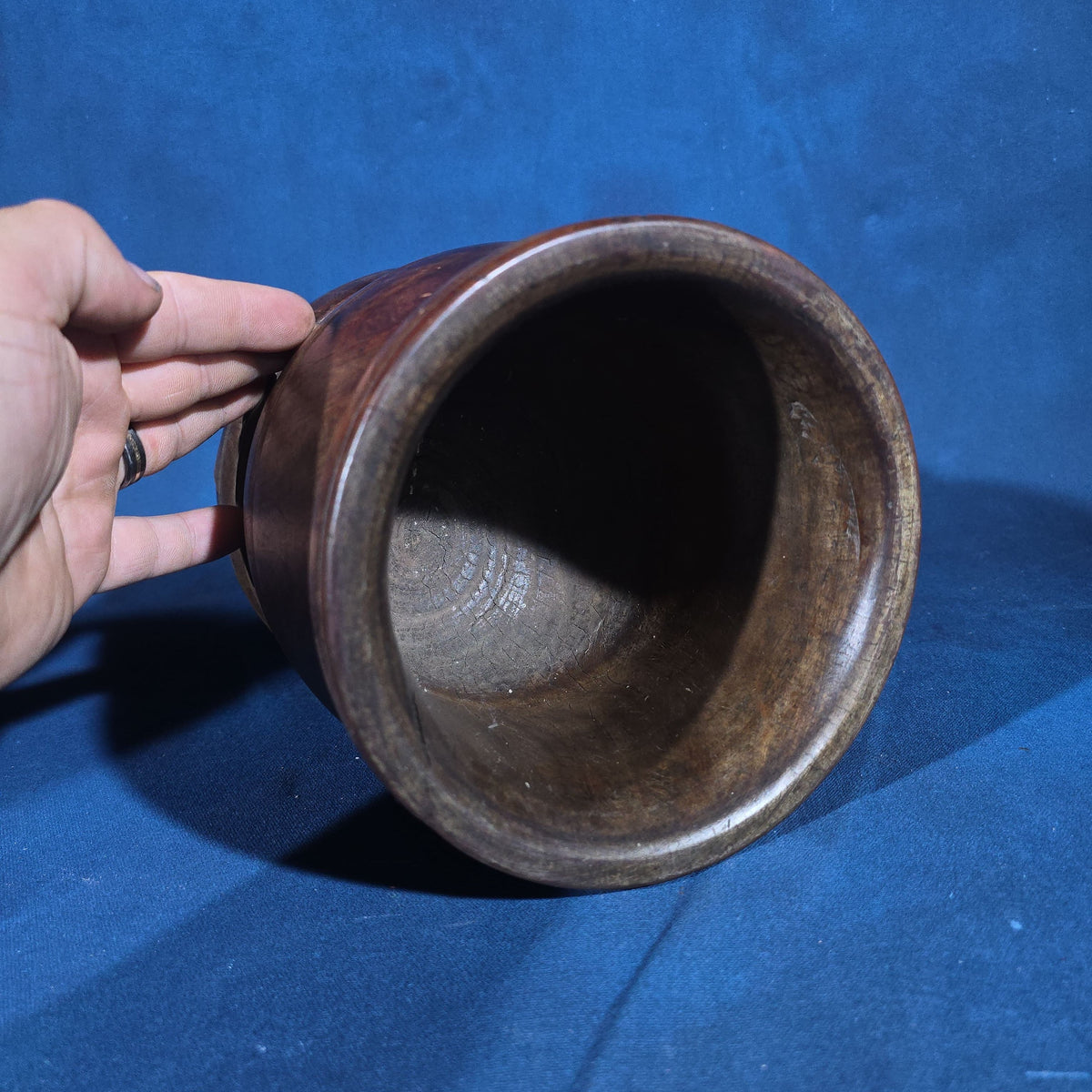 Antique Turned Wood Mortar and Pestle