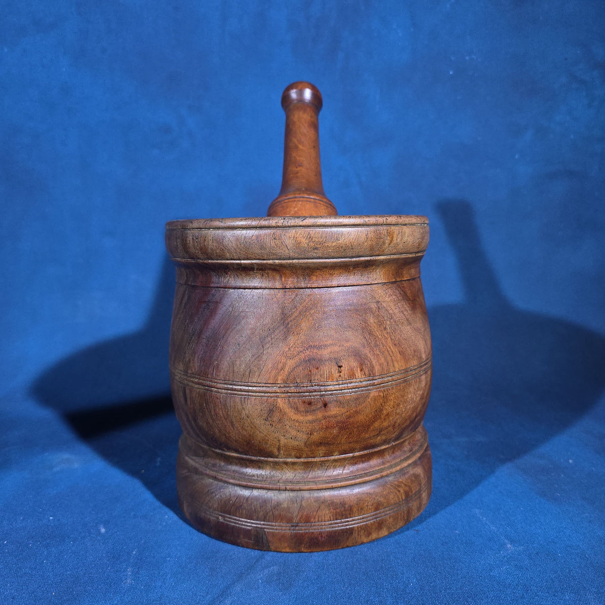 Antique Turned Wood Mortar and Pestle