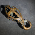 Lot 071 - Vintage Brass Caged Ship's Pulley Block with Sister Hook, 6" L