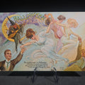 Lot 151 - Antique Embossed Halloween Postcard with Masked Dancing Women, Witch on Crescent Moon, and Bachelors, "Hallowe'en," H-12, Copyright E. Nash, Unused
