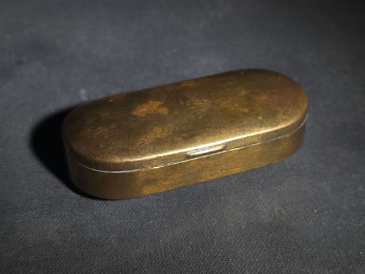 Antique Brass Snuff Box with Hinged Lid