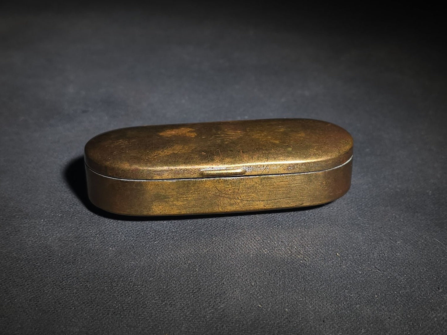Antique Brass Snuff Box with Hinged Lid