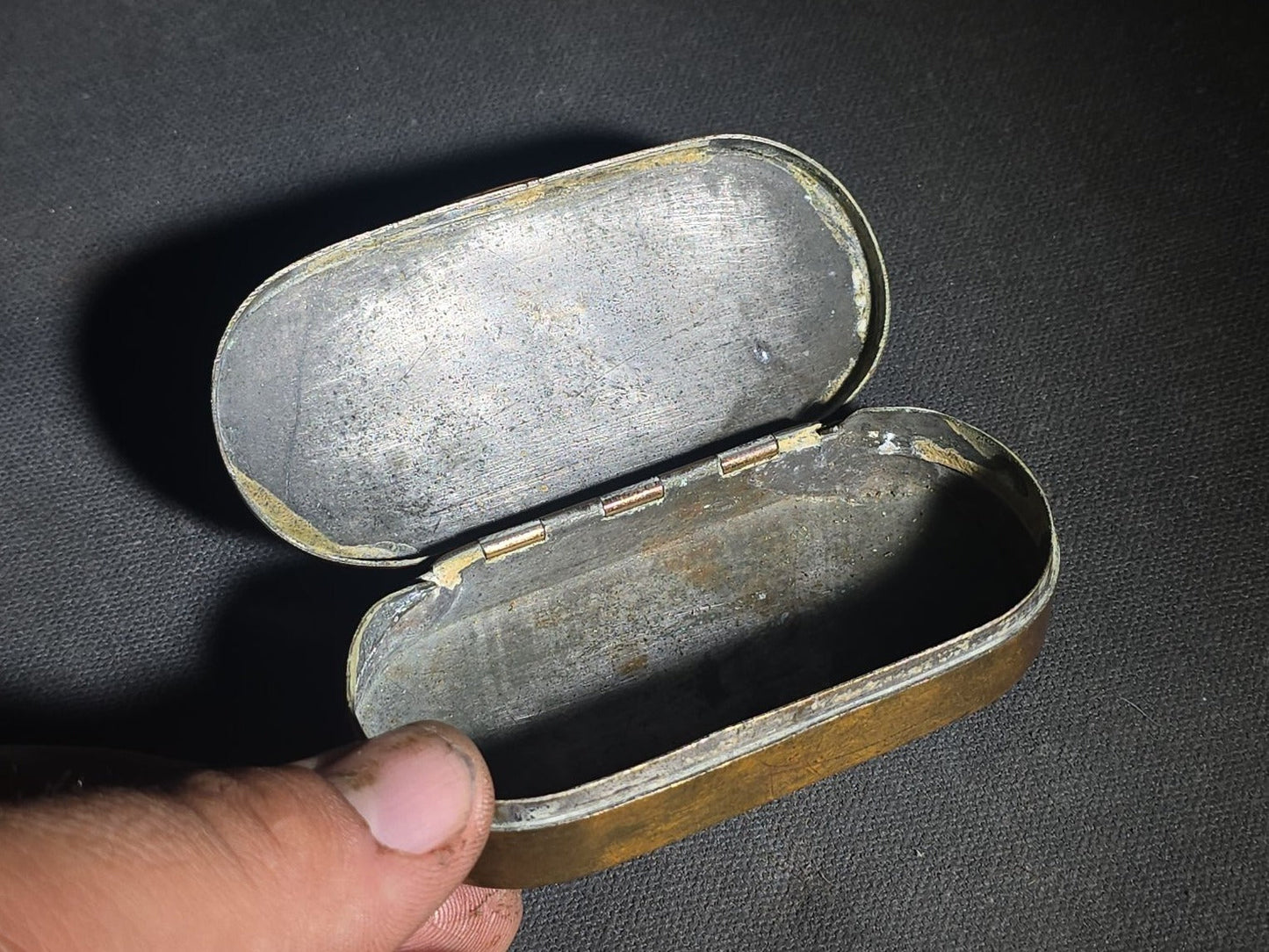 Antique Brass Snuff Box with Hinged Lid