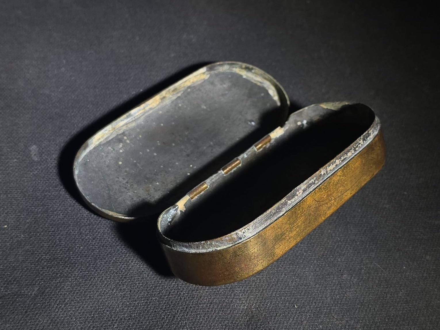 Antique Brass Snuff Box with Hinged Lid