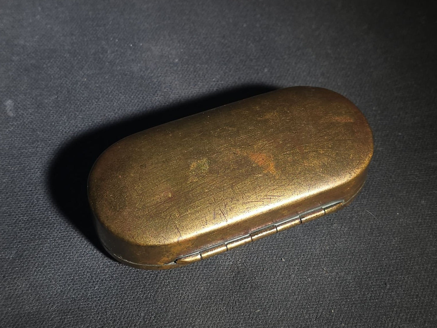 Antique Brass Snuff Box with Hinged Lid