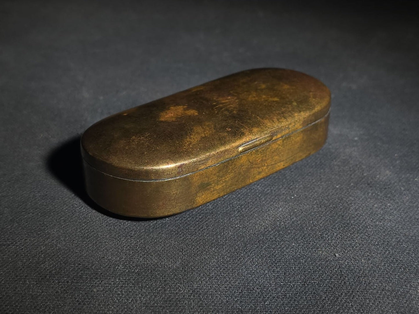 Antique Brass Snuff Box with Hinged Lid