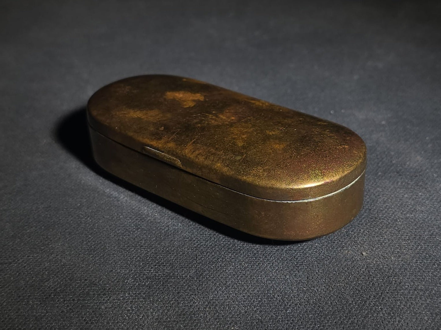 Antique Brass Snuff Box with Hinged Lid