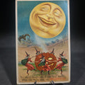 Lot 152 - Antique Embossed Halloween Postcard with Laughing Man in the Moon, Witches Dancing Around a Jack-O-Lantern, and Bat, "You Would Laugh Too, If You Had Seen, What the Moon Saw, on Hallowe'en," No. 876/4, Unused