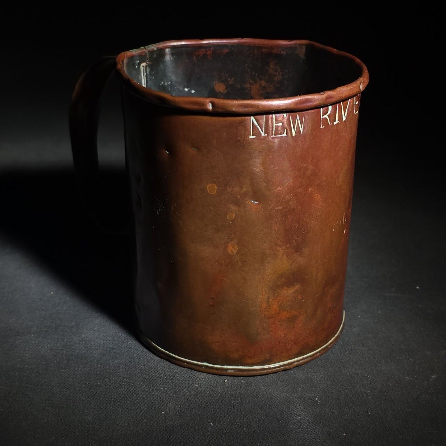 Antique Copper Pint Measure Engraved "New River Arms," Turnford, Broxbourne, Hertfordshire