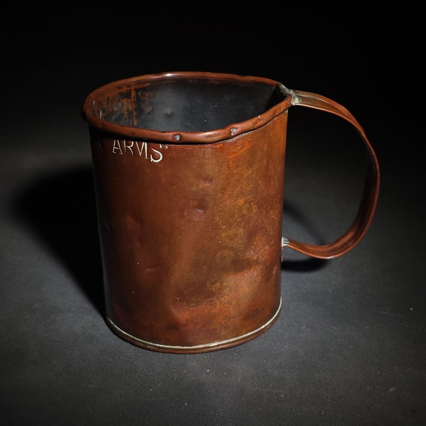 Antique Copper Pint Measure Engraved "New River Arms," Turnford, Broxbourne, Hertfordshire
