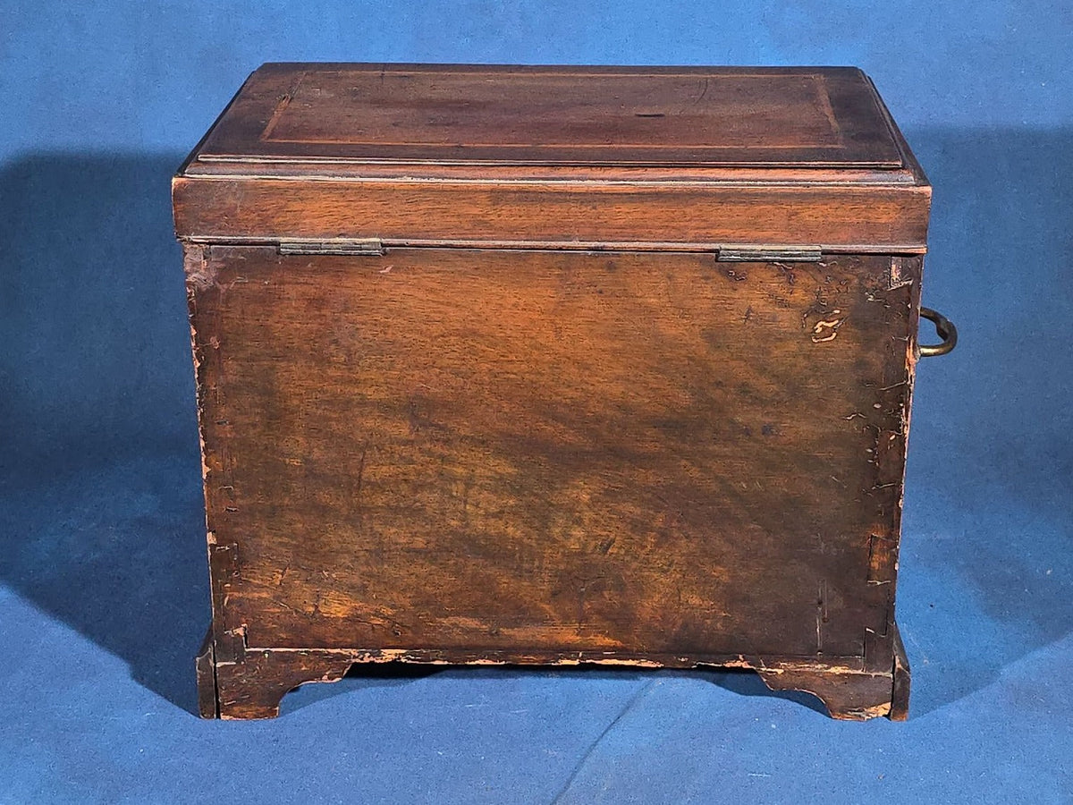 Antique Mahogany Collector's Cabinet with Silk-Lined Interior and Multiple Drawers
