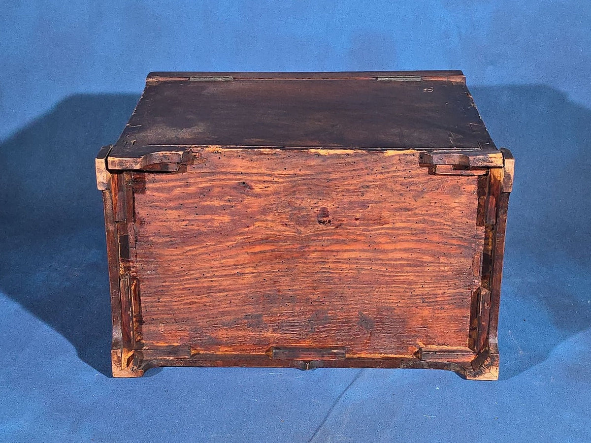 Antique Mahogany Collector's Cabinet with Silk-Lined Interior and Multiple Drawers
