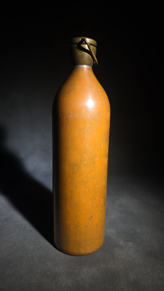Antique Copper Bottle Flask with Threaded Screw Cap