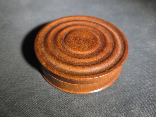 Antique Turned Wood Round Lidded Box with Concentric Ring Design