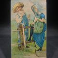 Lot 173 - Antique Chromolithograph Mechanical Novelty Card with Risque Double Entendre, "Well! If Those Aint the Finest Leghorn Chicks I Ever Saw"