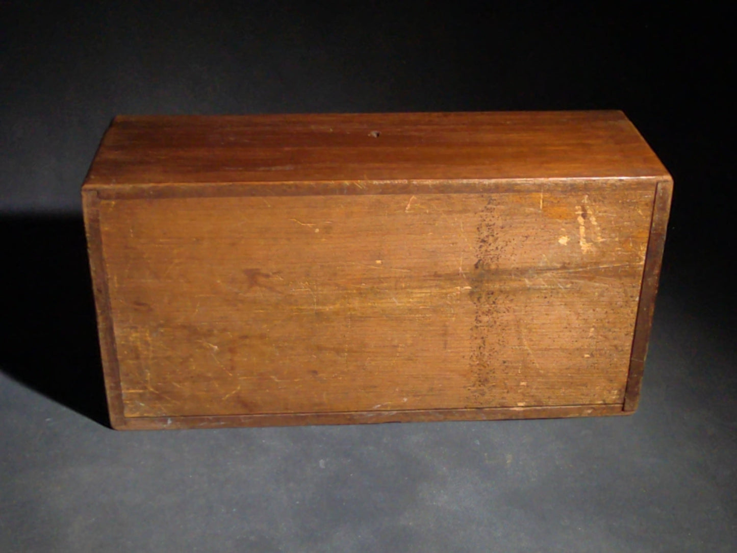Antique Wood Hinged Box with Inlaid Clasped Hands Motif, No Key
