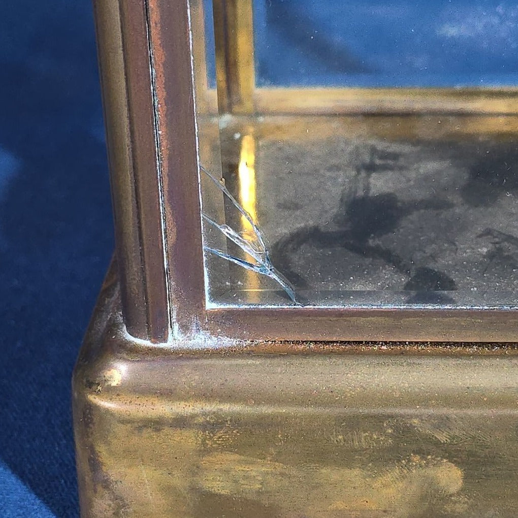 Antique Brass and Glass Crystal Regulator Mantel Clock, Manufactured by Wm. L. Gilbert Clock Co., Winsted, Connecticut