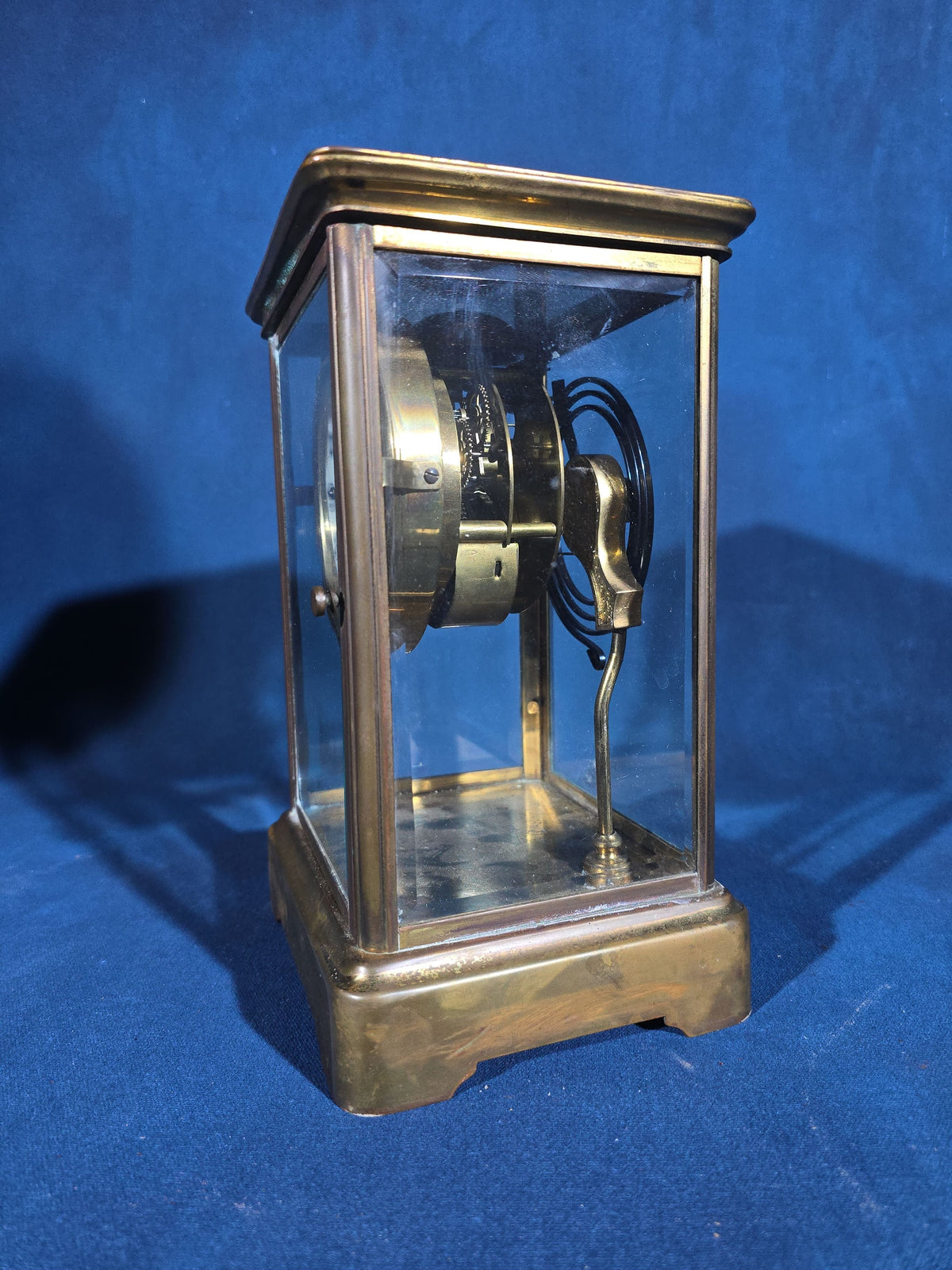 Antique Brass and Glass Crystal Regulator Mantel Clock, Manufactured by Wm. L. Gilbert Clock Co., Winsted, Connecticut