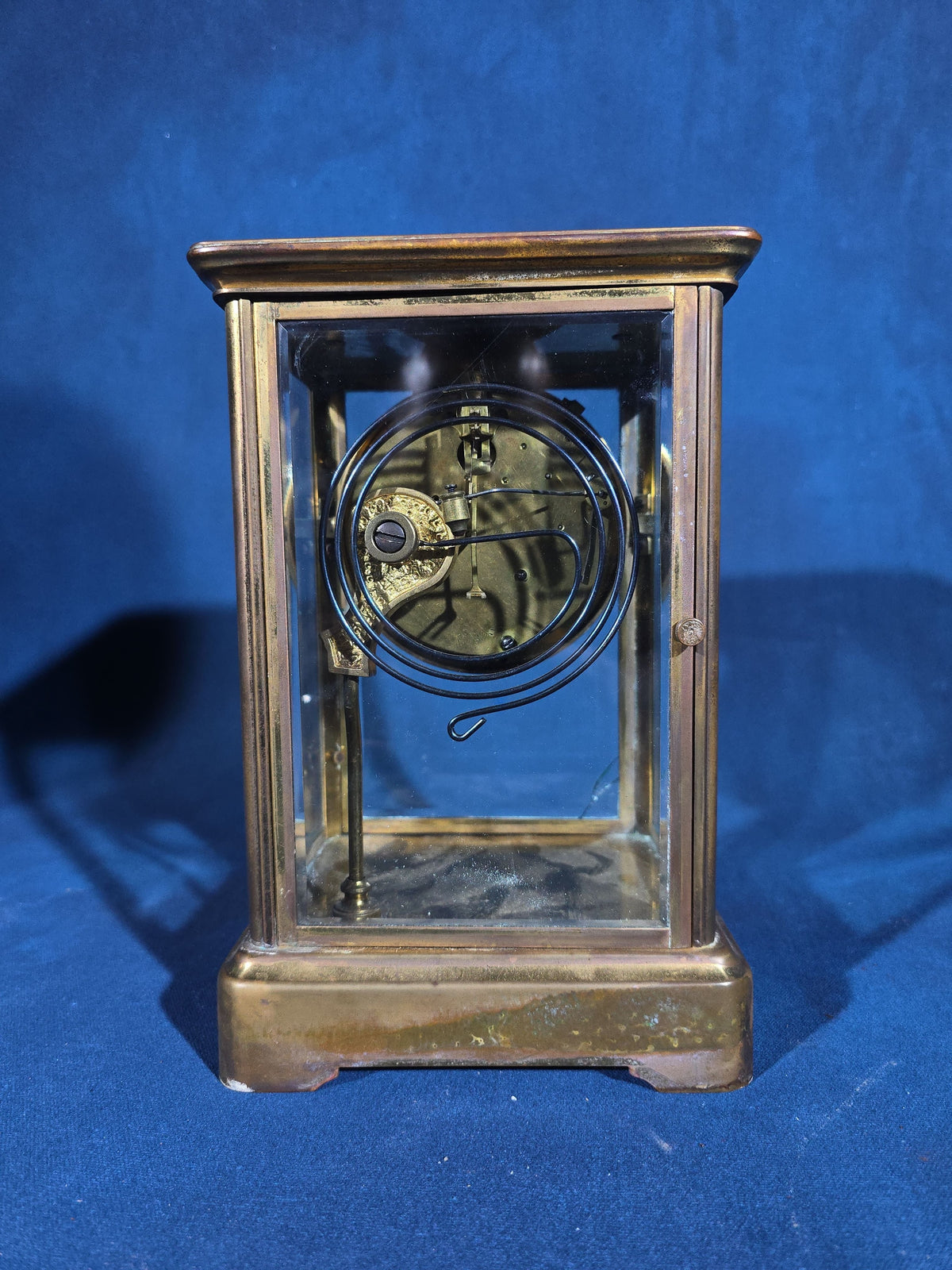 Antique Brass and Glass Crystal Regulator Mantel Clock, Manufactured by Wm. L. Gilbert Clock Co., Winsted, Connecticut