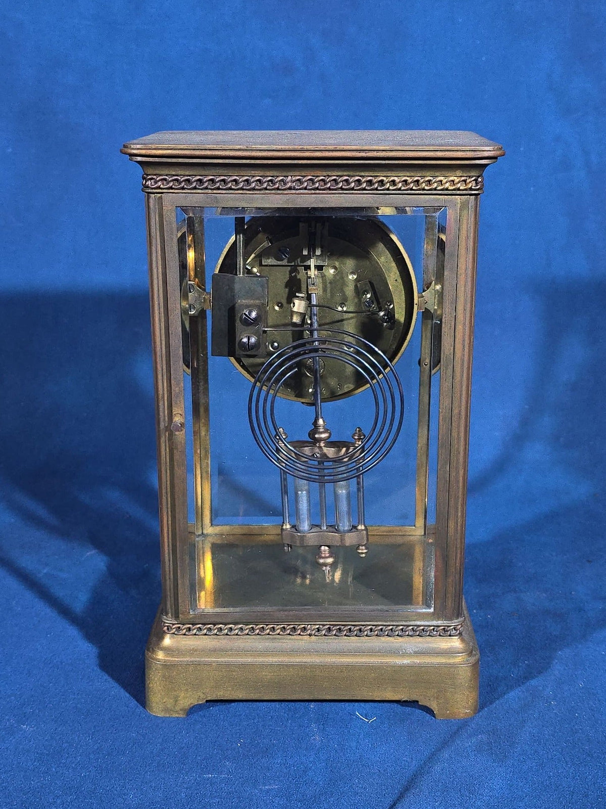 Antique French Four-Glass Crystal Regulator Mantle Clock with Samuel Marti Movement and Mercury Pendulum
