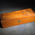 Lot 122 - Antique Wooden Hinged-Lid Box with Brass Escutcheon and Hinges, no Key, 8-3/4" L