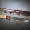 Lot 082 - Vintage Stag-Handled Hunting Knife with Leather Sheath, Manufactured by John Nowill and Sons, Sheffield, England, 9-1/4" L