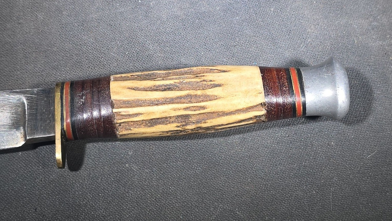 Vintage Stag-Handled Hunting Knife with Leather Sheath, Manufactured by John Nowill and Sons, Sheffield, England